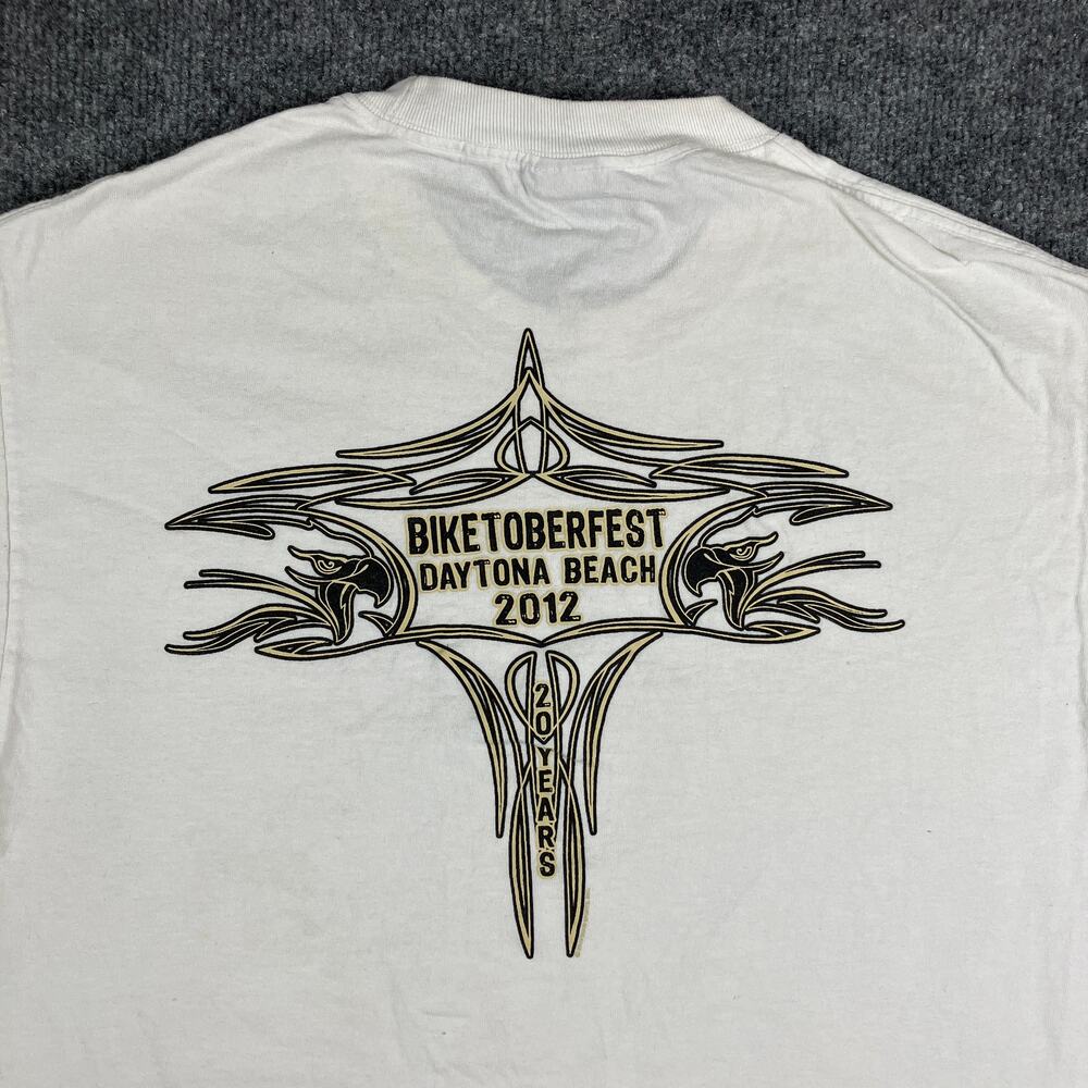Hot‎ Leathers T-Shirt Mens L White Biketoberfest 2012 Daytona Beach Graphic